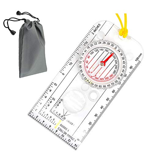 SUNSHINETEK Explorer Compass Navigation Exploración de Lectura de mapas con cordón para Lectura de mapas Supervivencia de Alpinismo Senderismo (declinación Ajustable, Impermeable)