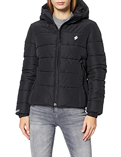 Superdry Hooded Spirit Sports Puffer Chaqueta, Negro, XL para Mujer