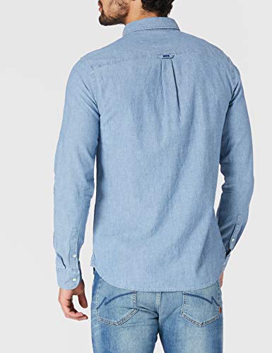 Superdry M4010064A Camisa Abotonada, Indigo Chambray Oxford, S para Hombre