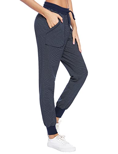 Sykooria Pantalones Deporte para Mujer Pantalones Deportivos a Rayas Pantalones de Chándal de Slgodón Cintura Elástica Jogging Pantalones de Chándal para Correr