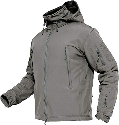 TACVASEN Work Jackets for Men Waterproof Softshell Fleece Jacket Snow Ski Winter Warm Thermal Parka Grey Gray