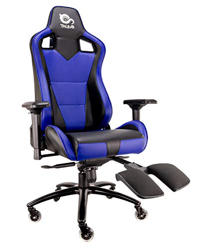 Talius Caiman Silla Gaming Profesional con reposapiés Extraible, Inclinación y Altura Regulable, reposabrazos 4D Ajustables (Azul)