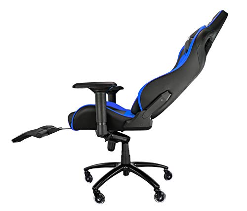 Talius Caiman Silla Gaming Profesional con reposapiés Extraible, Inclinación y Altura Regulable, reposabrazos 4D Ajustables (Azul)