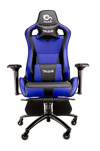 Talius Caiman Silla Gaming Profesional con reposapiés Extraible, Inclinación y Altura Regulable, reposabrazos 4D Ajustables (Azul)