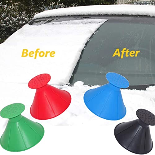 TAOQILE 4 Pieces Magic Ice Scraper,Windshield Snow Remover,2 in 1 Multifunctional A Round Ice Scraper,Funnel Car Snow Removal Shovel Tool,Portable Cone-Shaped Multifunctional Snow and Ice Shovel Tool