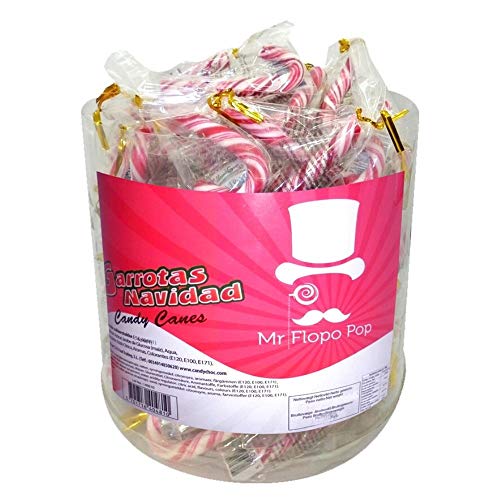 Tarro De Bastones De Caramelos De Navidad Rayas Rojas Y Blancas 7 Grs-120 Unidades