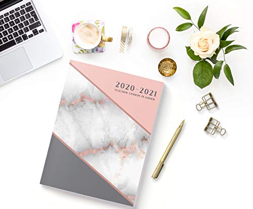 Teacher Lesson Planner: Weekly and Monthly Calendar Agenda | Academic Year - August Through July | Rose Gold Marble (2019-2020)