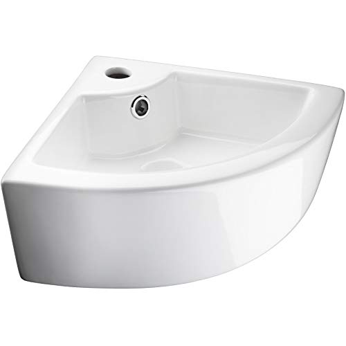 TecTake Lavabo de cerámica rectangular lavamanos esquina encimera cuenca mano baño tocador | -varios modelos- (Tipo 2 Lavabo esquina | no. 402570)