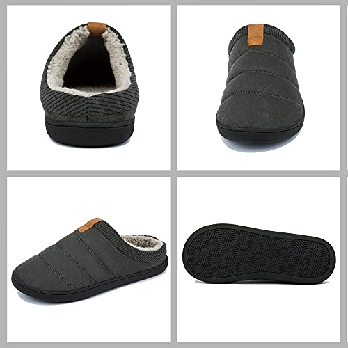 TEGELE Zapatillas de Estar por Casa Hombre Invierno Zapatillas de Estar por Casa Zapatillas de Estar por Casa Suave con Suela Antideslizante por Interior/Exterior Gris Oscuro 4748