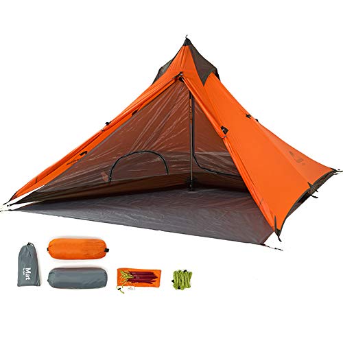 Tentock Tienda de Campaña Ultraligera de 3 Estaciones Tienda de Pirámide1 Persona Impermeable para Caminatas Alpinismo Trekking(Naranja)