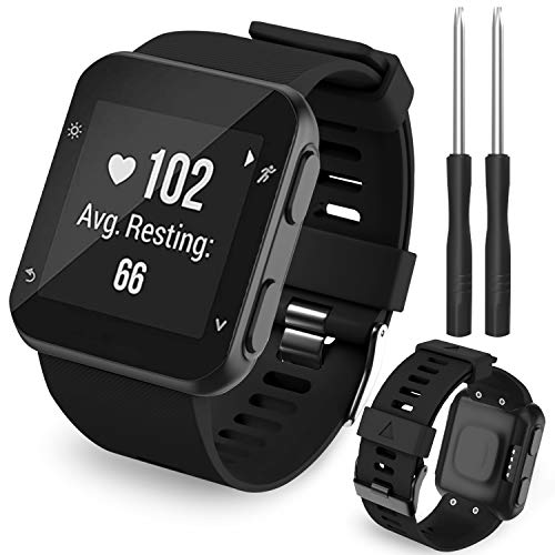 Th-some Correa para Gamin Forerunner 35 - Reemplazo de banda para Garmin Forerunner 35, Pulsera de reloj de repuesto de silicona suave para Garmin Forerunner 35 reloj inteligente (Negro)