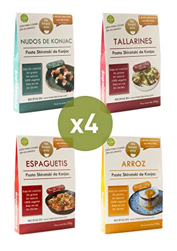 The Konjac Shop - Pack Variado de Pasta Shirataki, 4 unidades