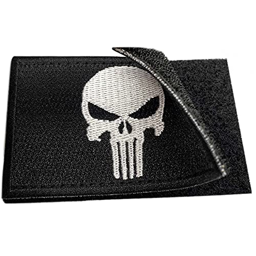 The Punisher Parche Táctico de Crossfit. 100% Bordado - Airsoft parches - Parches Mochila - Táctico Militar Castigador - 80 x 50 mm