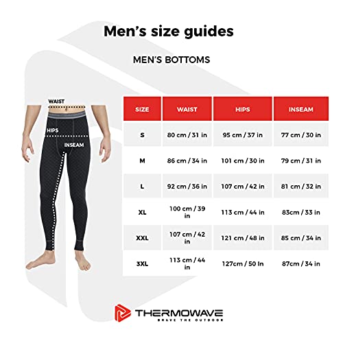 Thermowave Merino Xtreme - Pantalones largos para hombre, capa base, 220 g/m², para hombre, ligeros, ropa interior térmica, para esquí, snowboard, equipo de invierno, cintura ancha - - Small