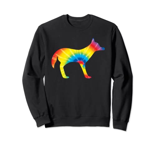 Tie Dye Coyote Rainbow Print Lobo Cachorro Hippie Regalo de la Paz Sudadera