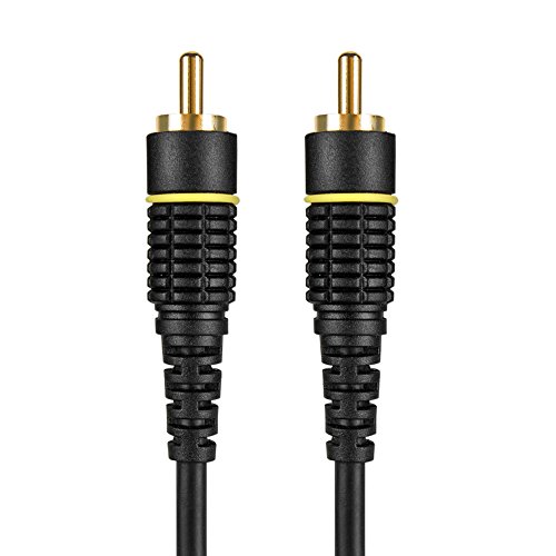 TNP Cable coaxial Digital RCA Macho a RCA Macho para Subwoofer S/PDIF, Cable Compuesto de Video con Conectores chapados en Oro para Reproductor de DVD, CD, SA-CD, D-VHS y A/V (15 pies / 5M)