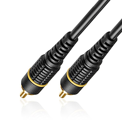 TNP Cable coaxial Digital RCA Macho a RCA Macho para Subwoofer S/PDIF, Cable Compuesto de Video con Conectores chapados en Oro para Reproductor de DVD, CD, SA-CD, D-VHS y A/V (15 pies / 5M)