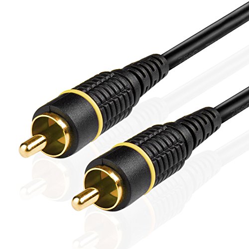 TNP Cable coaxial Digital RCA Macho a RCA Macho para Subwoofer S/PDIF, Cable Compuesto de Video con Conectores chapados en Oro para Reproductor de DVD, CD, SA-CD, D-VHS y A/V (15 pies / 5M)