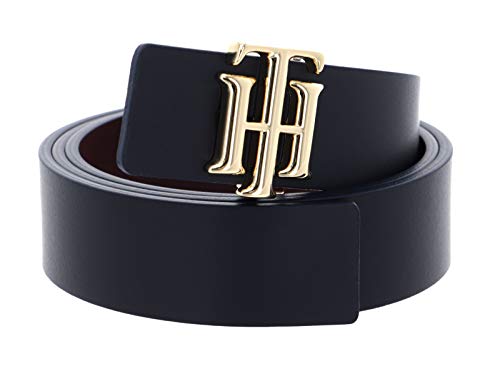 Tommy Hilfiger TH Logo Reversible Belt 3.0 Cinturón, Sky Captain/Deep Rouge, 75 para Mujer