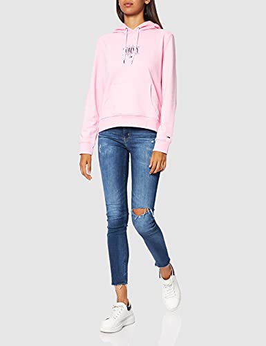 Tommy Jeans Tjw Reg Essential Logo 1-Sudadera con Capucha, Romantic Pink, S para Mujer