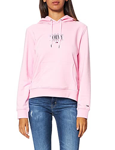 Tommy Jeans Tjw Reg Essential Logo 1-Sudadera con Capucha, Romantic Pink, S para Mujer