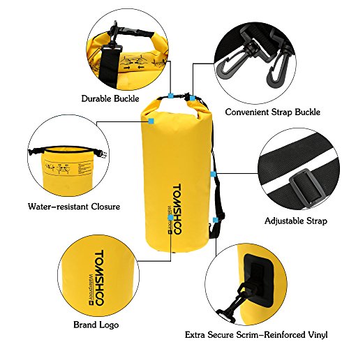 TOMSHOO Bolsas Estancas 10L/20L Bolsa Seca para Viajar Rafting Navegación Kayak Canotaje Camping Snowboard