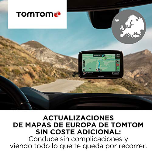 TomTom GPS para coche GO Classic, 6 pulgadas, con tráfico y prueba de radares gracias a TomTom Traffic, mapas de la UE, actualizaciones a través de WiFi, soporte reversible integrado