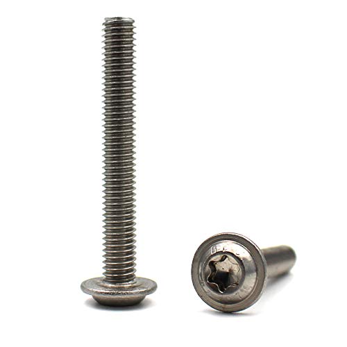 Tornillo de cabeza avellanada con brida y hexágono interior/Torx (ISR,TX) según norma: Tornillo de cabeza plana ISO 7380-2 de acero inoxidable, A2, V2A, rosca completa, M8 x 50 mm, 10 unidades