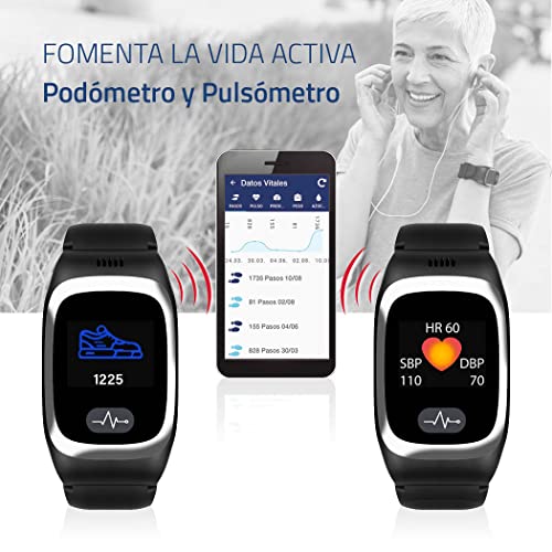 Tracmi Reloj B6 con botón de Llamada de Emergencia SOS – Localización GPS – Podómetro – Pulsómetro – Cuidado de Mayores (Demencia), Niños o Personas vulnerables – Tarjeta SIM preinstalada (con cuota)