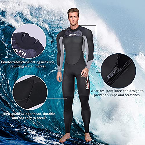 Traje de neopreno para hombre de 3 mm con cambiador de cuerpo completo, neopreno con cremallera trasera, adecuado para hombres y mujeres, surf, esnórquel, buceo, natación (XL, hombres)