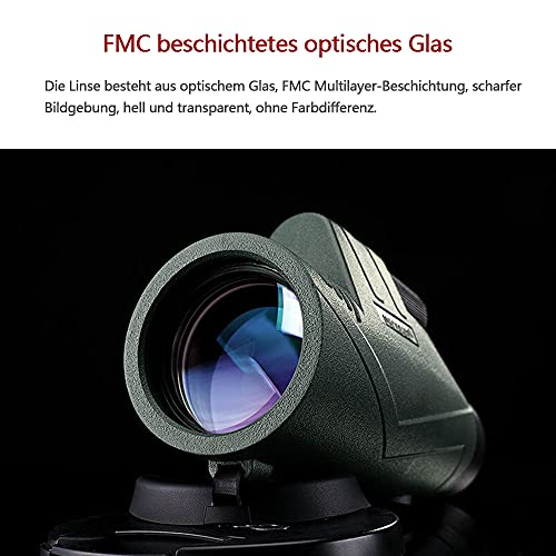 Trípode monocular de alta resolución con trípode impermeable para teléfono móvil, alpinismo, pájaros, caza, conciertos, viajes de fútbol (verde)