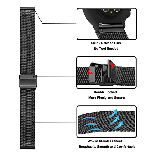 TRUMiRR Pulsera Reemplazo para Polar Ignite/Ignite 2 Smartwatch, 20MM Brazalete de Malla de Malla de Acero Inoxidable con Correa de liberación rápida para Polar Ignite / Ignite2 Smartwatch