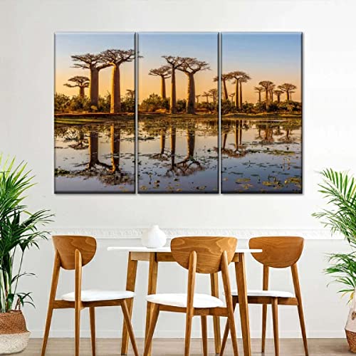 TTGS 3 Piezas Cuadro En Lienzo Baobabs De Madagascar Cuadros 3 Modernos Impresión De ​Imagen Lienzo ​Decorativo para Tu Salón Dormitorio Navidad Decorar