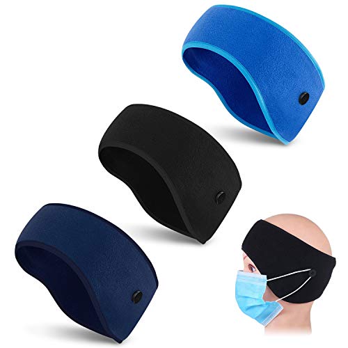 Tusenpy 3 Piezas Cinta para Pelo Orejeras Deportivas,Invierno Cálida Prueba de Viento Diademas Calentadores de Oídos para Esquí Ciclismo Motocicleta (Negro + Azul Oscuro + Azul)