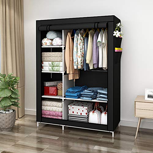 UDEAR Armario Closet Organizador Plegable para Ropa Ropero Resistente al Polvo Guardarropa,Negro