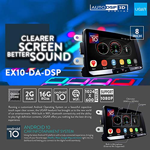 UGAR EX10-DA-DSP 8" Android 10.0 DSP Radio de Coche Compatible para Renault Duster 2010+; KWID 2017+; Logan, Captur, Symbol 2013+; Sandero 2012+;Trafic 2014+ / Dacia Duster, Sandero 2013+