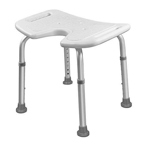 UISEBRT Taburete de ducha de altura regulable 35-51 cm, 136 kg, silla de ducha para personas mayores, niños, personas con discapacidad (taburete de ducha regulable en altura, tipo U)