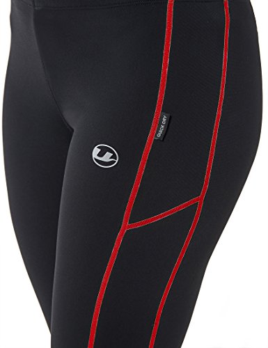 Ultrasport Quick Dry Thermo-Dynamic Pantalones Largos, Mujer, Negro/Rojo, X-Small