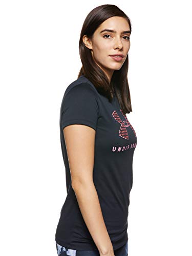 Under Armour Tech Logo Graphic Crew Neck Short Sleeve Shirt Manga Corta, Negro (001)/Beta, XL para Mujer