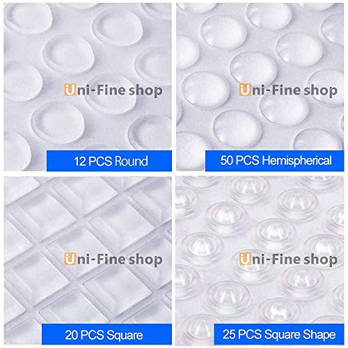 Uni-Fine 107 PCS Transparentes Almohadilla Pies de Goma 4 Tamaños Almohadillas de Goma Transparente Transparentes Almohadilla Topes Puertas Armarios de Ruido,protector antigolpes, búfer muebles