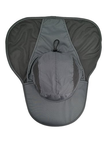 Unisex Gorra de Safari con Extra Largo Protector de Nuca 12cm Gran Borde para Actividades al Aire Libre Sol Protección UV - Gris Oscuro