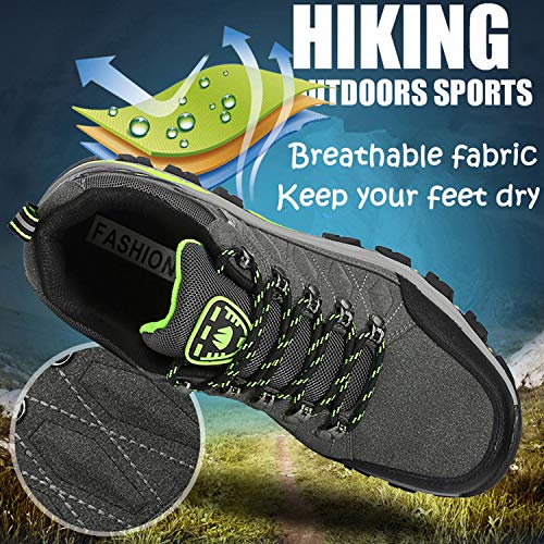 Unitysow Zapatillas de Senderismo Hombres Al Aire Libre Zapatillas de Trekking Impermeables Zapatillas de Montaña Botas de Senderismo Antideslizantes Camping Escalada Sneakers,Oscuro Gris-1,EU45