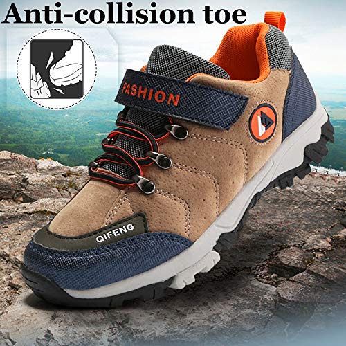 Unitysow Zapatillas de Senderismo para Niño Zapatillas y Calzado Deporte Niños Impermeables Botas de Senderismo Aire Libre Montaña Zapatillas Trekking,Gris,EU34