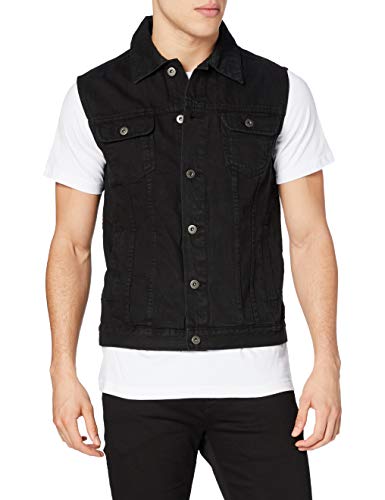 URBAN CLASSICS Chaleco de Jeans para Hombre, Regular Fit, Chaqueta Vaquera en Estilo Vintage, Denim Vest