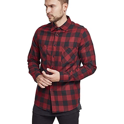 Urban Classics Checked Flanell Shirt Camisa, Hombre, Multicolor (Blk/Red), L