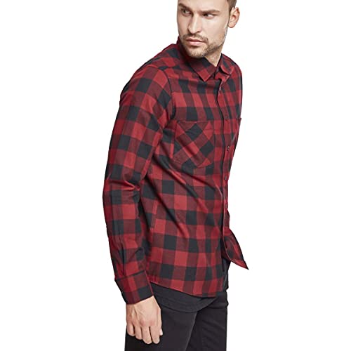 Urban Classics Checked Flanell Shirt Camisa, Hombre, Multicolor (Blk/Red), L