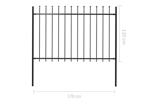 Valla de jardín Metálico, Barrera de jardín decorativa, seguridad con parte superior de lanza, para jardín, patio, terraza, césped, tamaño total de 170 x 170 cm