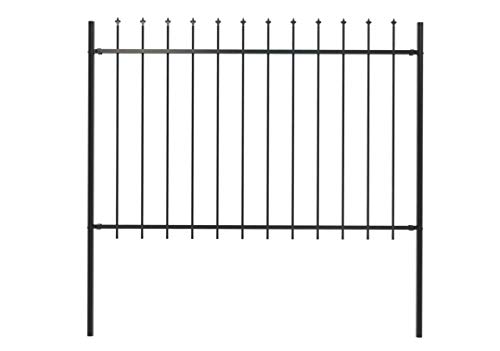 Valla de jardín Metálico, Barrera de jardín decorativa, seguridad con parte superior de lanza, para jardín, patio, terraza, césped, tamaño total de 170 x 170 cm