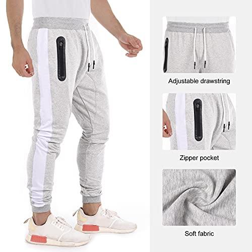 Vancavoo Pantalones Hombre Pantalón Tights Jogger Sweat Pants Casual Jogging para Algodón Trouser Largos Pants Slim Fit con Bolsillos Deportivo Entrenamiento Fitness Gym Workout(Gris Claro,XS)