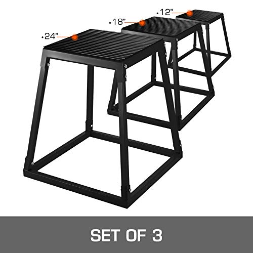 VEVOR Plyometric Box Pliométrico Caja Pliométrico Plataforma Caja de Salto Caja Pliometrica Salto Cajón Pliometrico Set de 3 Piezas 12 ''/18 ''/24 '' Negro